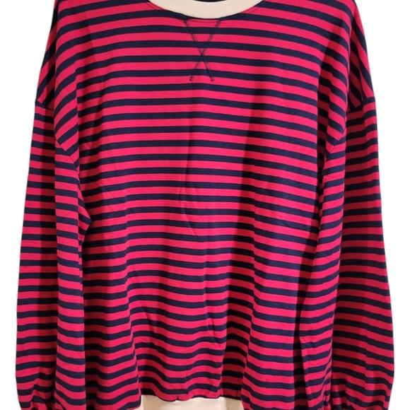 Women's Striped Oversized Crewneck Sweatshirt Size M Amazon Y2K Colorblock NWOT - Picture 5 of 13